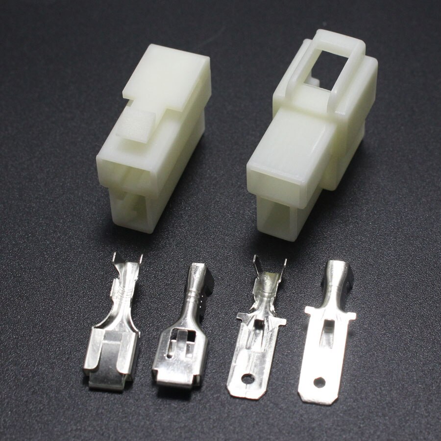 2set 6.3mm 2P Electrical Connector Kits 6.3 2Pin ABS Male Female socket plug for Motorcycle Car Auto