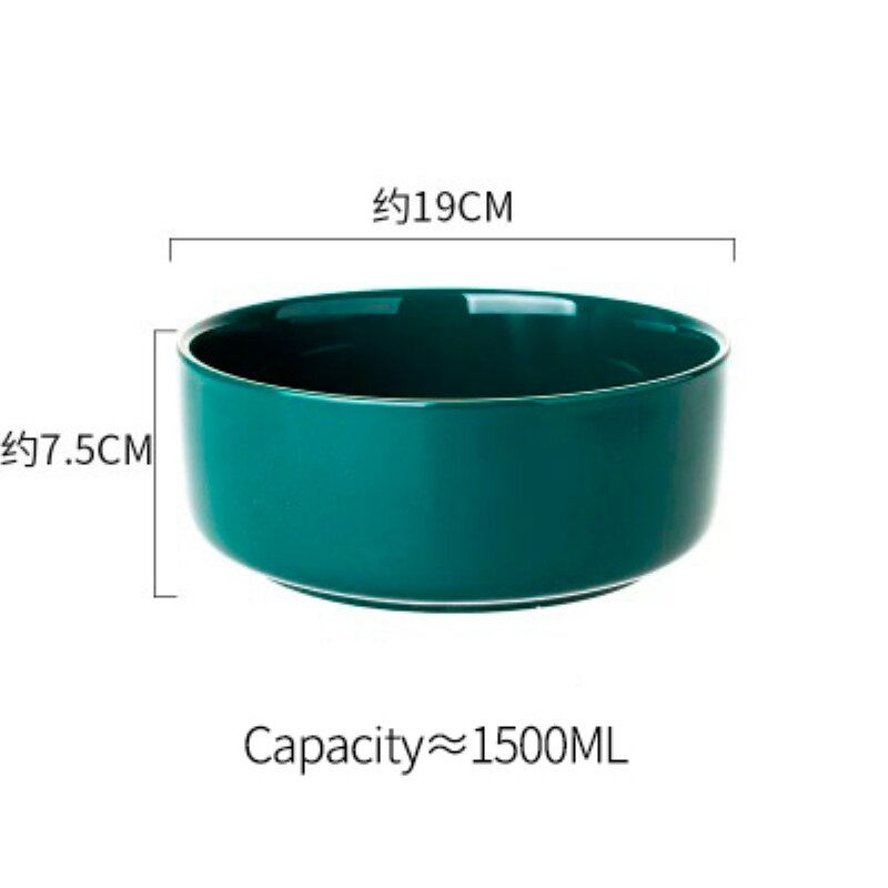 Smaragdgrøn keramik guld indlæg western mad bøf pasta fiske tallerken fad salat suppe ris skål krydderi fad porcelæn bordkrig: 7.5 tommer skål