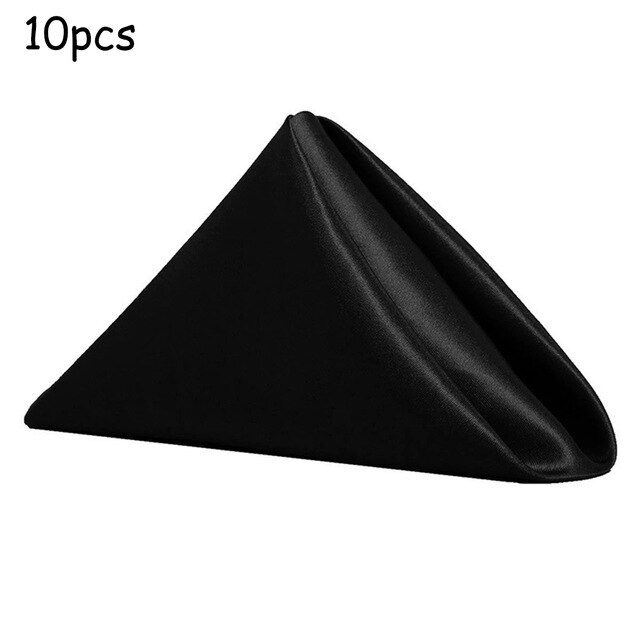 Plain Napkins Polyester Wedding Table Cloth Linen Fabric 6 colours Square: Black
