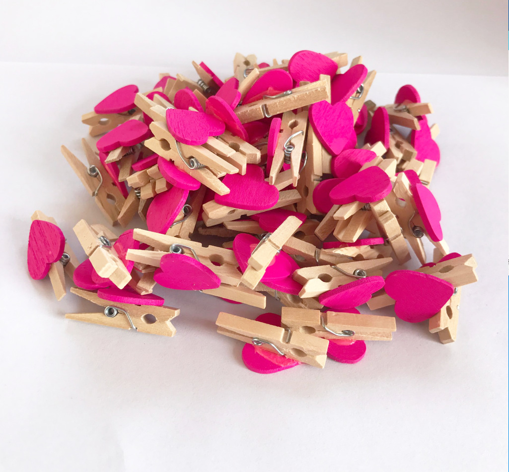10/50 stücke rotes Herz Liebe Holz Kleidung Fotopapier Anbindung Stift Mini Wäsche klammer Postkarte Clips nach Hause Hochzeit Valentinstag Decorati