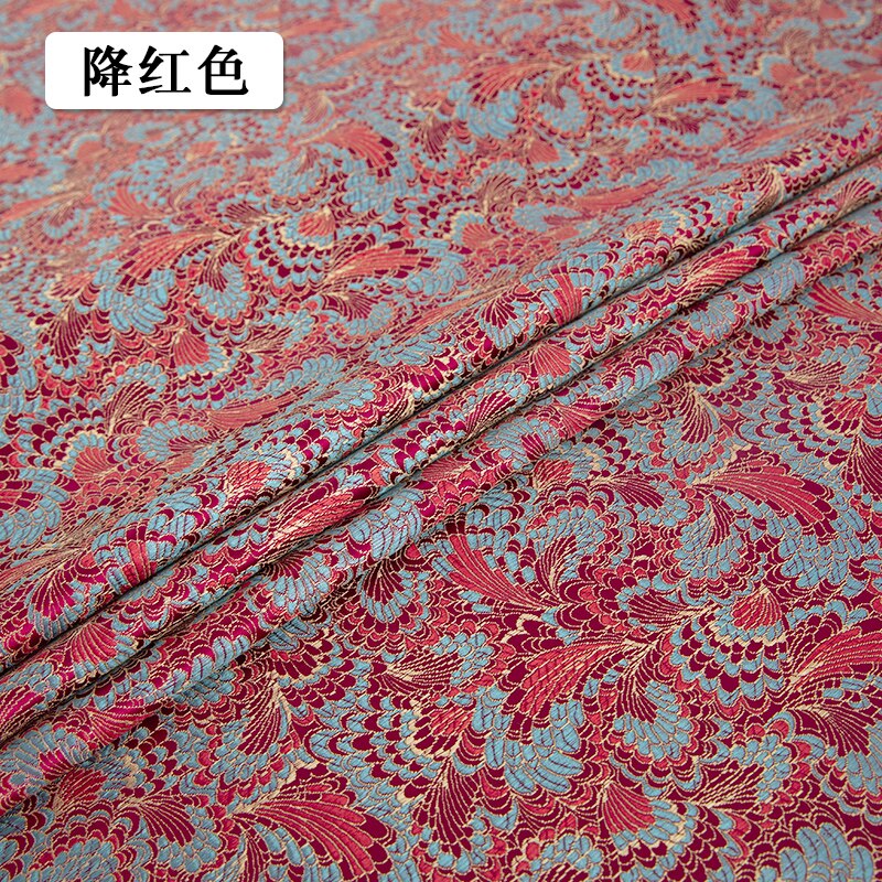 Chinese imitation silk style brocade pattern jacquard pattern fabrics cheongsam kimono diy damask sewing material: Magenta fabric