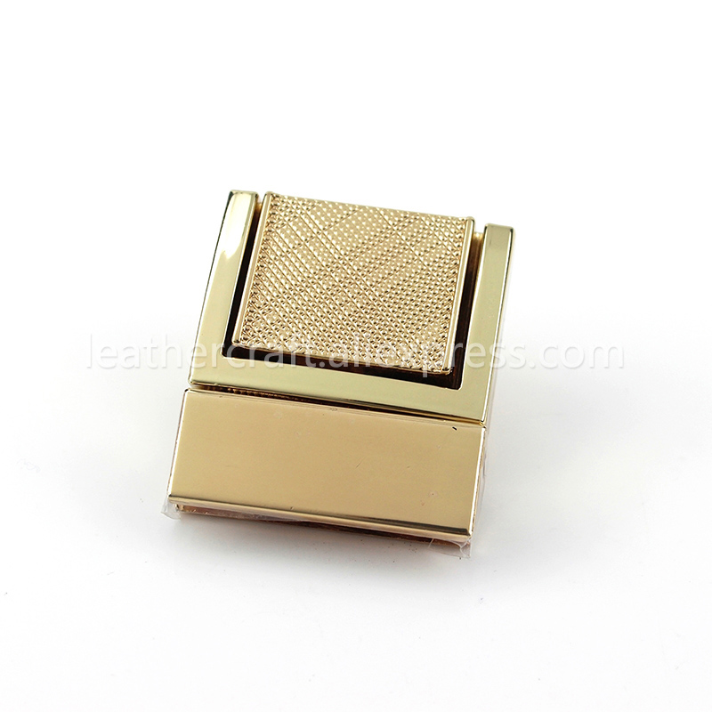 Rectangular Metal Press Push Lock Bag Purse Spring Lock Snap Decorative Clasps Closure Leather Craft Diy Hardware Accessory: Small / Light gold