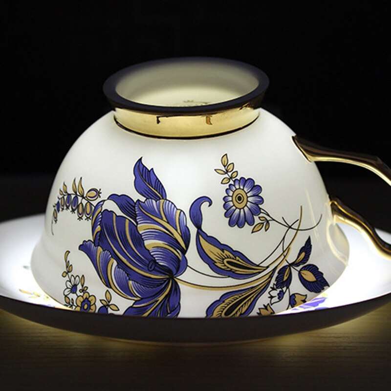 lusso d'oro Tazze di Caffè Piattino impostato nobile Oro Ceramica Glassato Pomeriggio Tazza di Caffè caffè espresso Tazza di Tazas Tasse di Trasporto Cucchiaino BB95