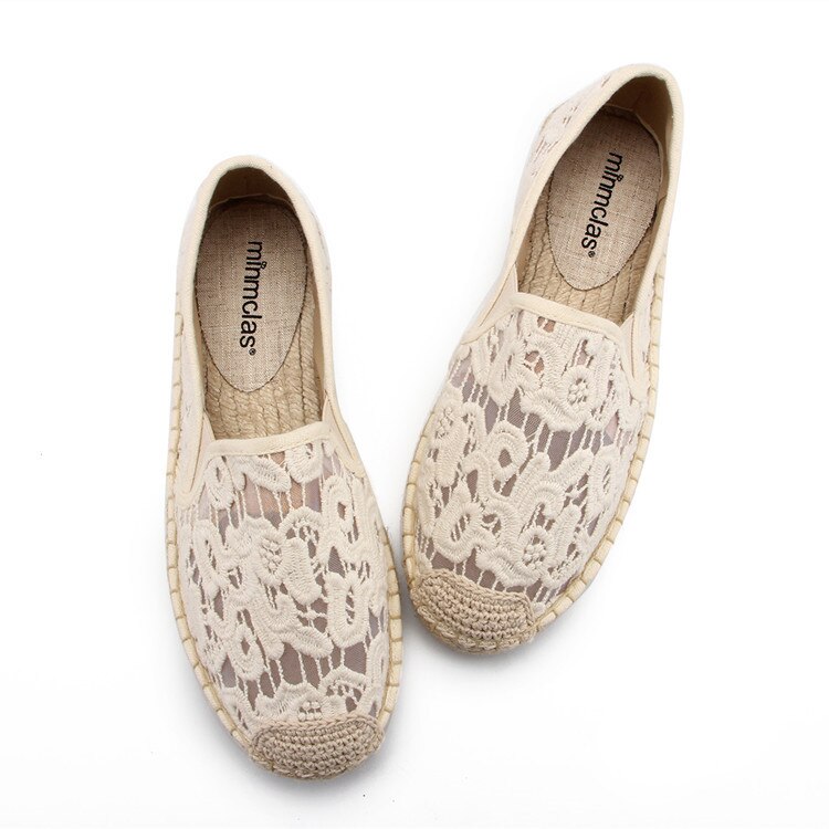 Alpargata para mujer, zapatos bordados, zapatillas cómodas, zapatos casuales de malla de aire para mujer, zapatillas azules de lona de cáñamo de lino transpirable