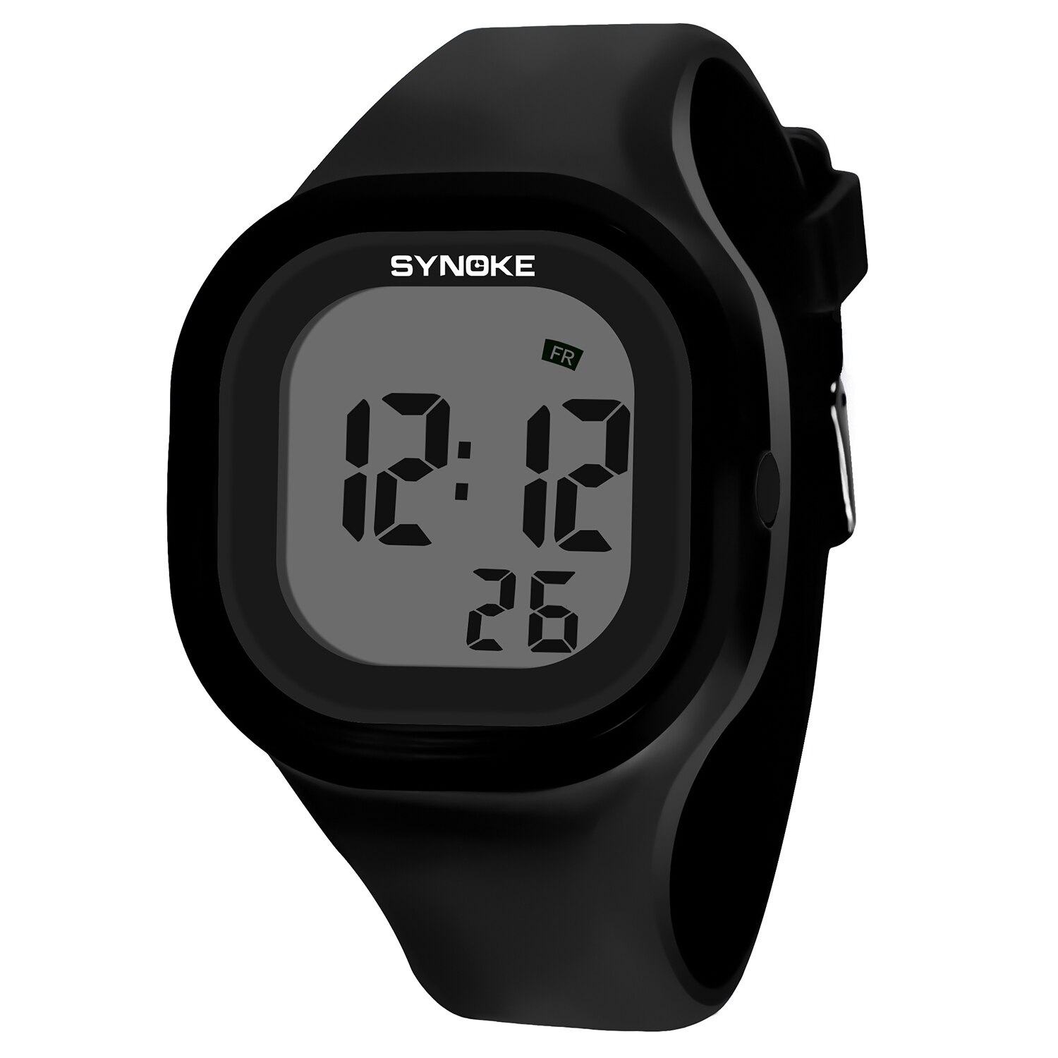 Synoke Studenten Kinderen Horloges Sport Kleurrijke Siliconen Band Digitale Horloges Wekker Led Light Kids Horloges Relgio: Black