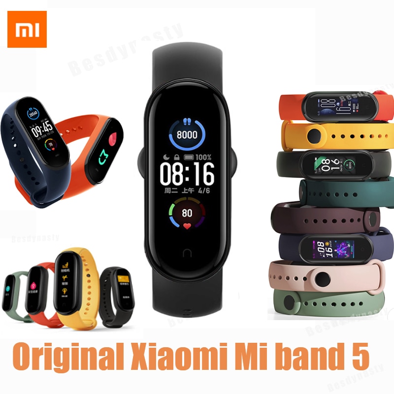 Xiaomi Mi Band 5 Fitness Bracelet Magnetic Charge 24h Heart Rate Sleep REM Nap Step Swim Sport Monitor Remind Alarm wristband 5