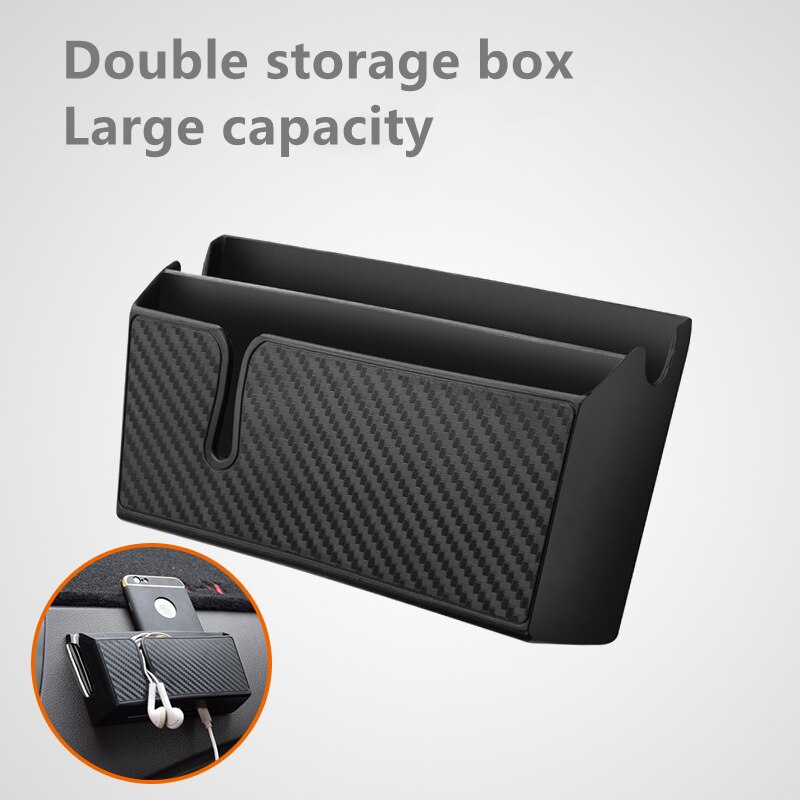 Multifunctional Car Mounted Storage Box Portable Double-Layer Phone Holder Self-Adhesive Organizer Easy Installation