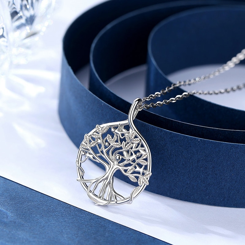 EUDORA-colgante de árbol de la vida para mujer, de plata de ley, collar con árbol familiar de plata con personas felices, joyería fina para mujer, de D448