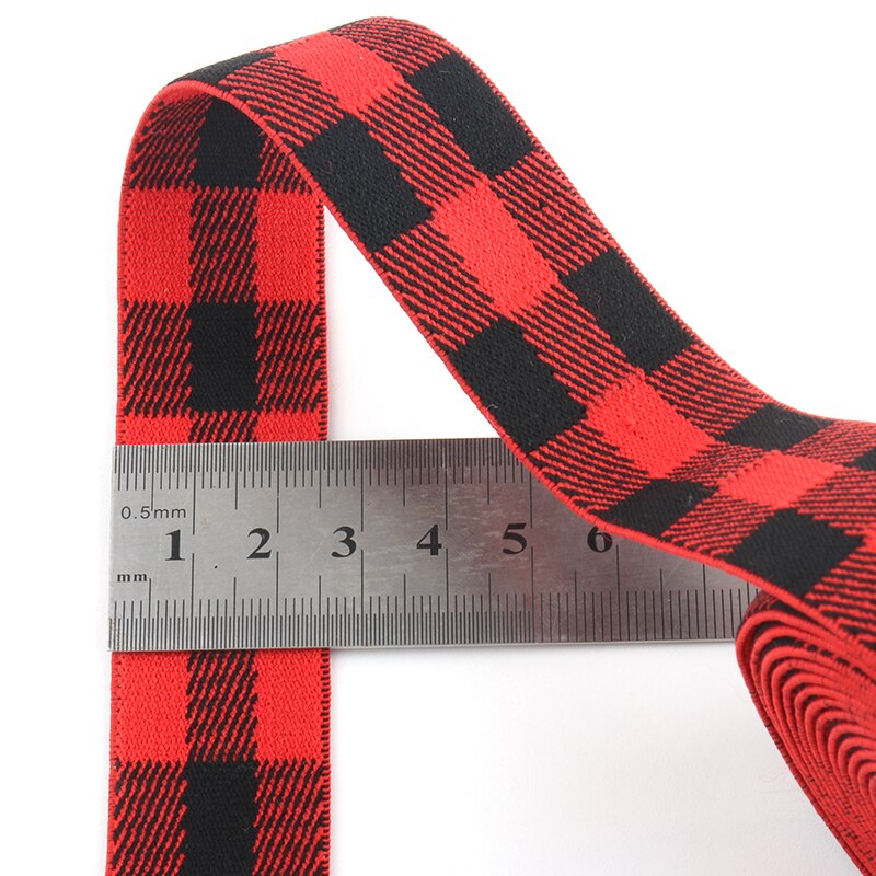 25mm elastische band rooster print patroon rubber band kleding tassen huishoudtextiel naai accessoires doe-het-zelf 1 meter