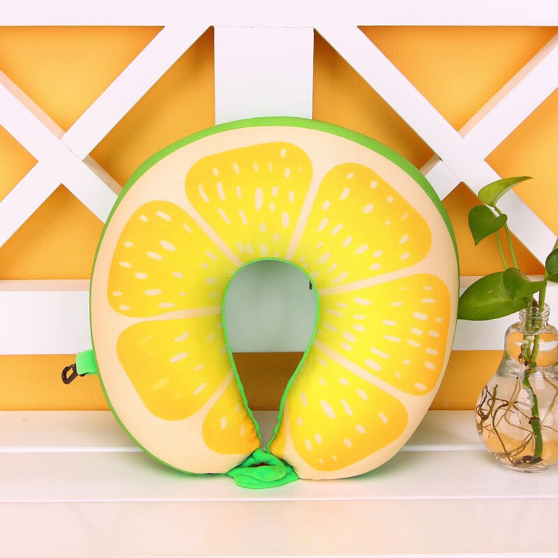 Frugt vandmelon ananas kiwi u formet pude pude nakkebeskyttelse hvile pude bil rejse mikroperler pude til fly: F