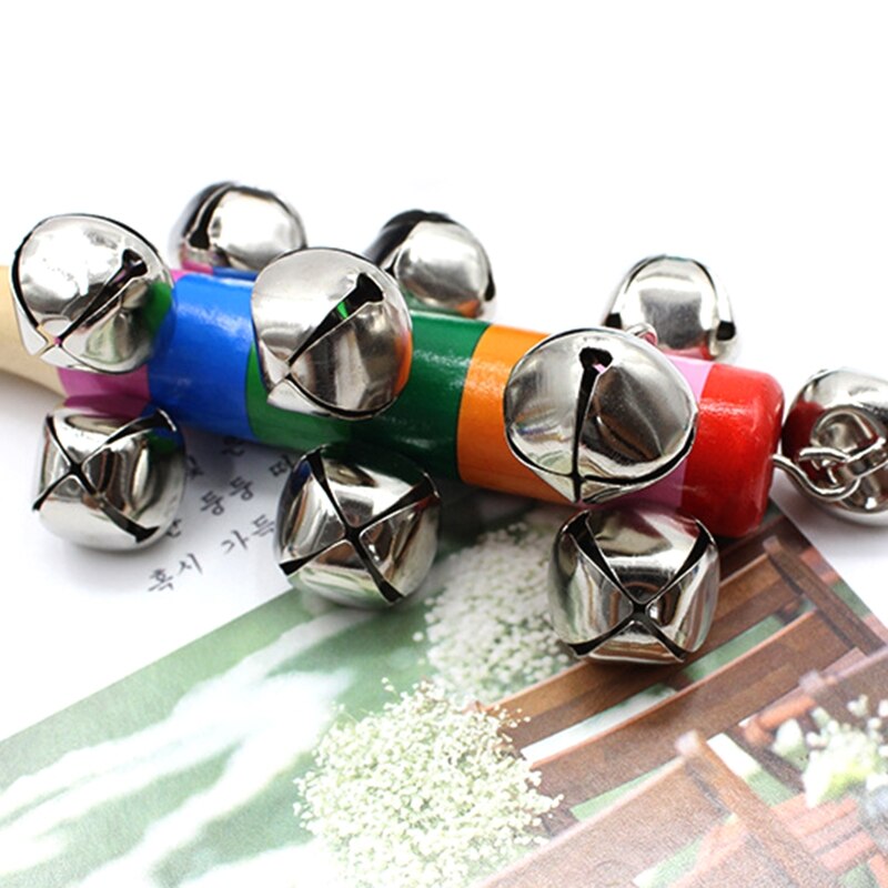 3pcs Hand Sleigh Bells Wooden Handle School Desk Ringbell for Wedding Decoration Jingle Bell Decor