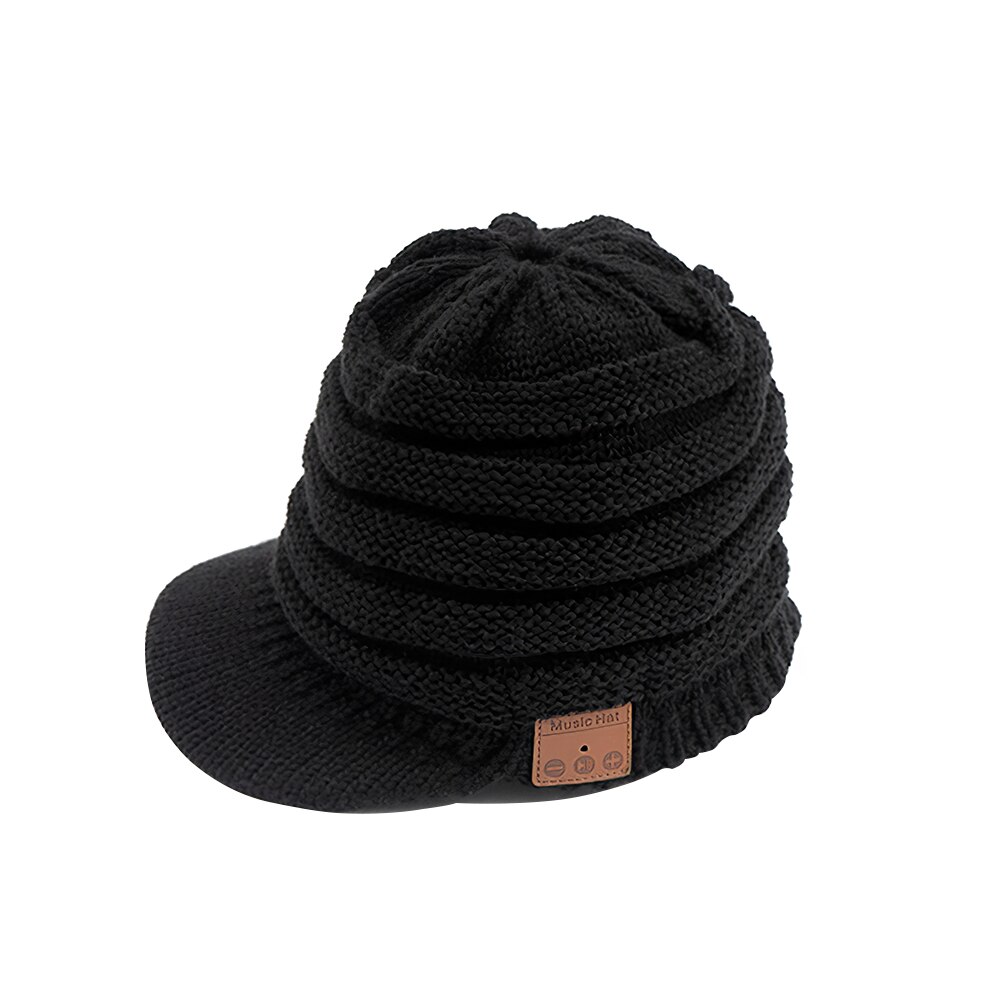 Berretto Bluetooth con sciarpa berretto in maglia ricaricabile Bluetooth con cappello a mani libere senza fili regalo di natale per uomo e donna: Hat with brim