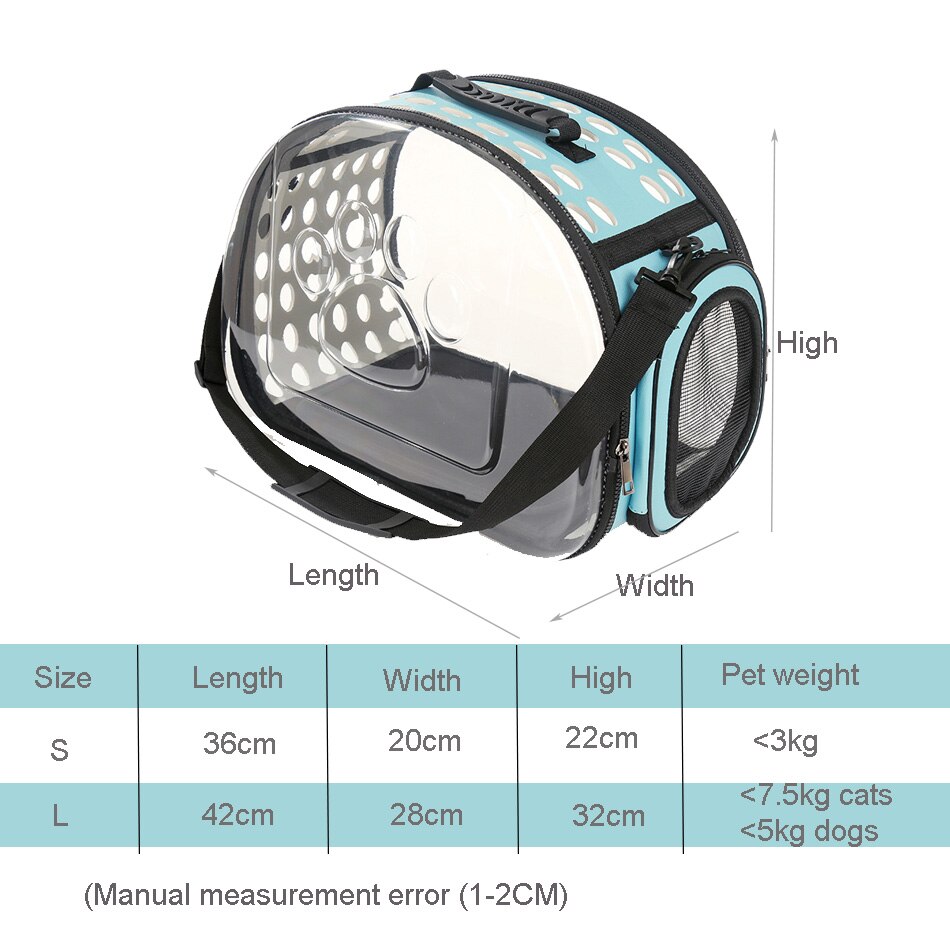 HEYPET portabebés para perros gato jaula plegable cajón plegable Bolso de Plástico bolsas de transporte mascotas suministros mochila transparente