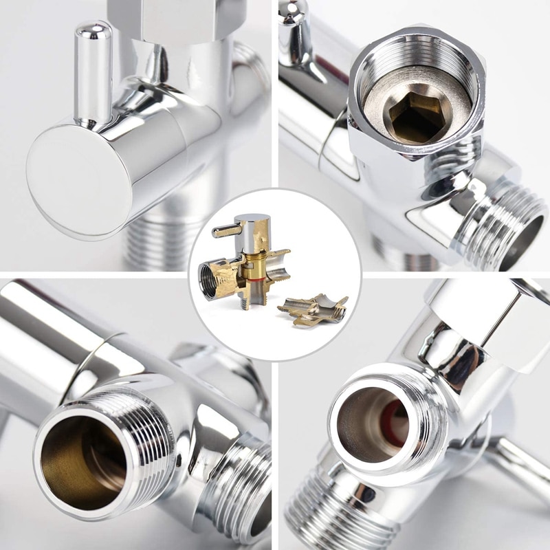 Brass Bidet T Adapter Valve 3 Way Shut Off Tee Connector for Toilet Bidet Sprayer T Adapter Diaper Adapter 7/8 7/8 1/2