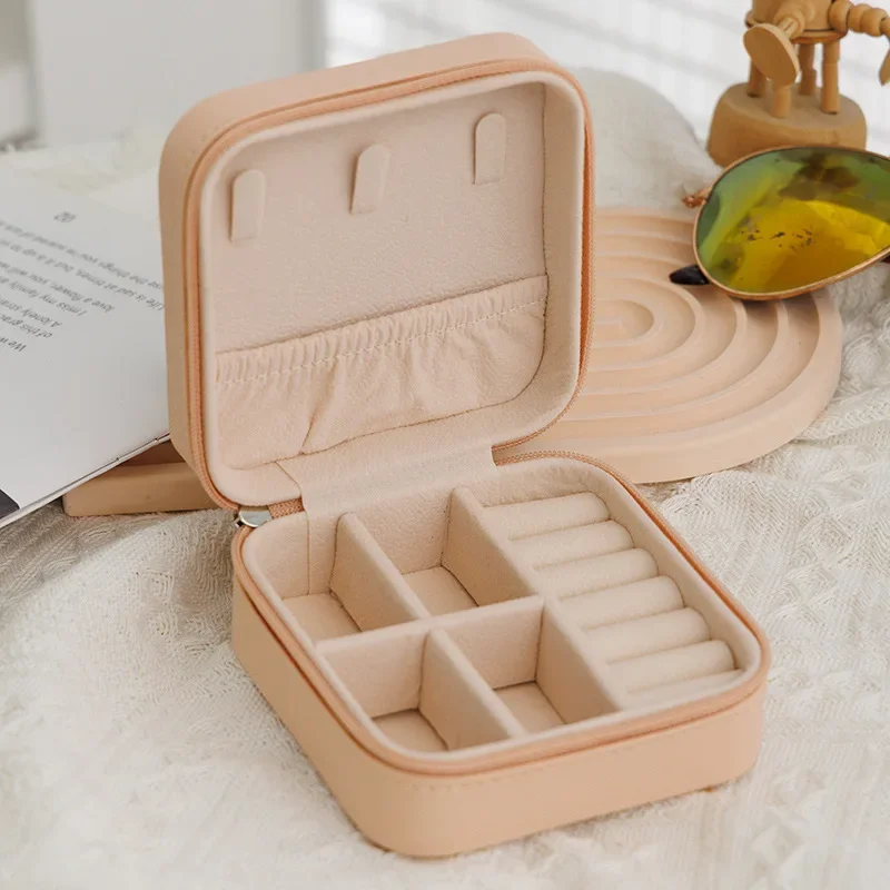 Scatola Portagioie Da Viaggio In Pelle PU – Organizer Con 8 Sacchetti In Velluto, Rosa, 16,5x11,5x9 Cm - 2