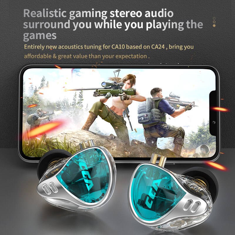 CCA CA10 Wired In-Ear Earphone Monitor Noice Cancelling Earbuds Sport HIFI Game Headphones