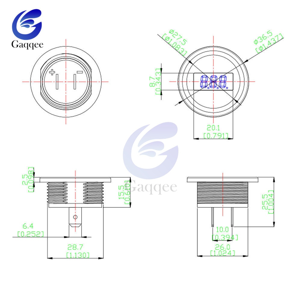 DC 5V-48V Car Motorcycle DC5V-48V LED Panel Digital Volt Voltage Meter Display Voltmeter 12V 24V 36V Waterproof DC5-48V