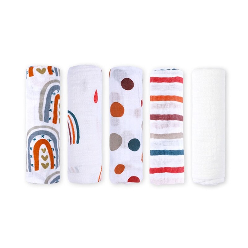 57ee 5 babytvättlappar badhanddukar näsdukar bomullsdukar mjuka absorberande tvättlappar för dagis: 2