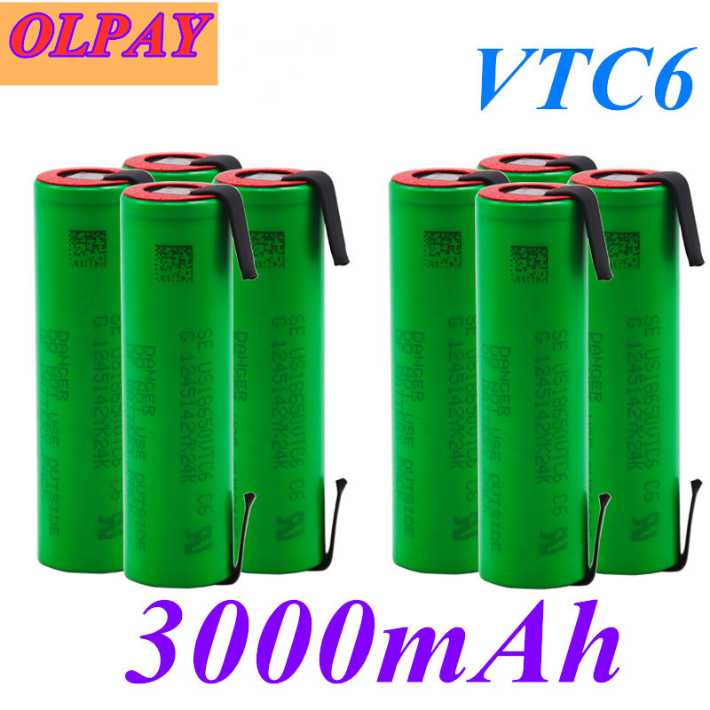 100% original 3.7V 3000mAh 18650 battery us18650 for Sony VTC6 30A toys tools flashlight battery + DIY nickel piece