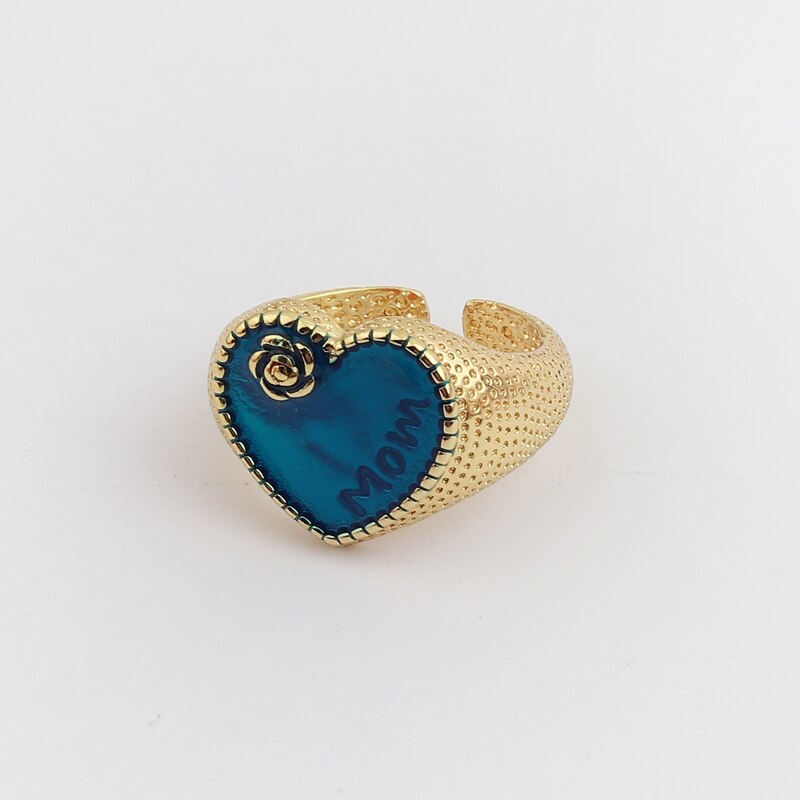 Gold Filled Koper Emaille Ringen Voor Vrouwen Kleurrijke Ronde Glimlach Gezicht Geometrische Rings Sieraden Party: blue