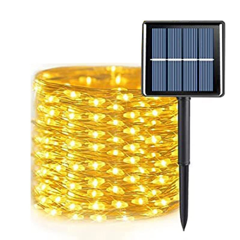 7M/12M/22M/32M lumière solaire extérieure jardin fée chaîne lumière Led scintillant lampe étanche pour noël Patio arbre fête: YELLOW / 16-20W