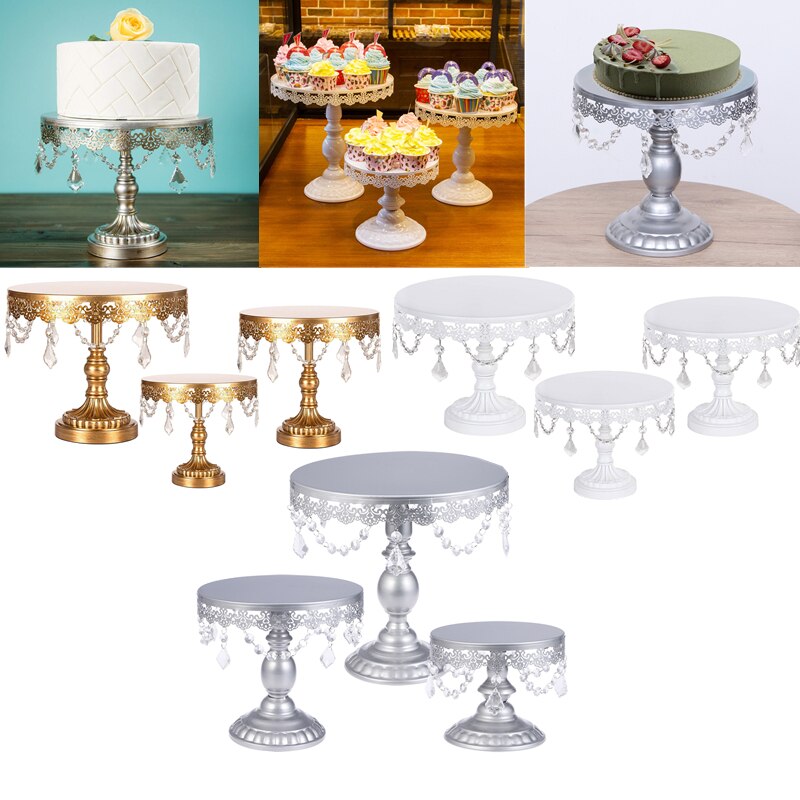 Suministros de decoración de pasteles, cristales, soporte de pastel y Magdalena, soporte de torre, juego de platos de boda, bandeja de decoración de pantalla de Metal redonda para postres y fiestas