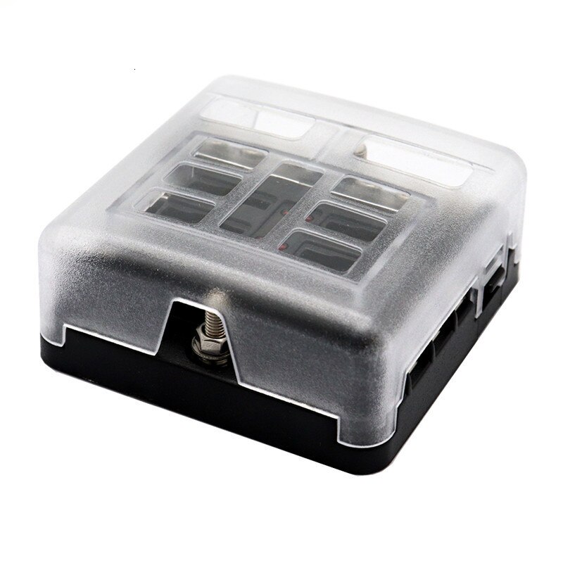 DC 12-32V Truck Motorhome Coach Boat Bus Bar Power Distribution Block Double Busbars 6-way12-way Fuse Box With LED Lights 100AMP