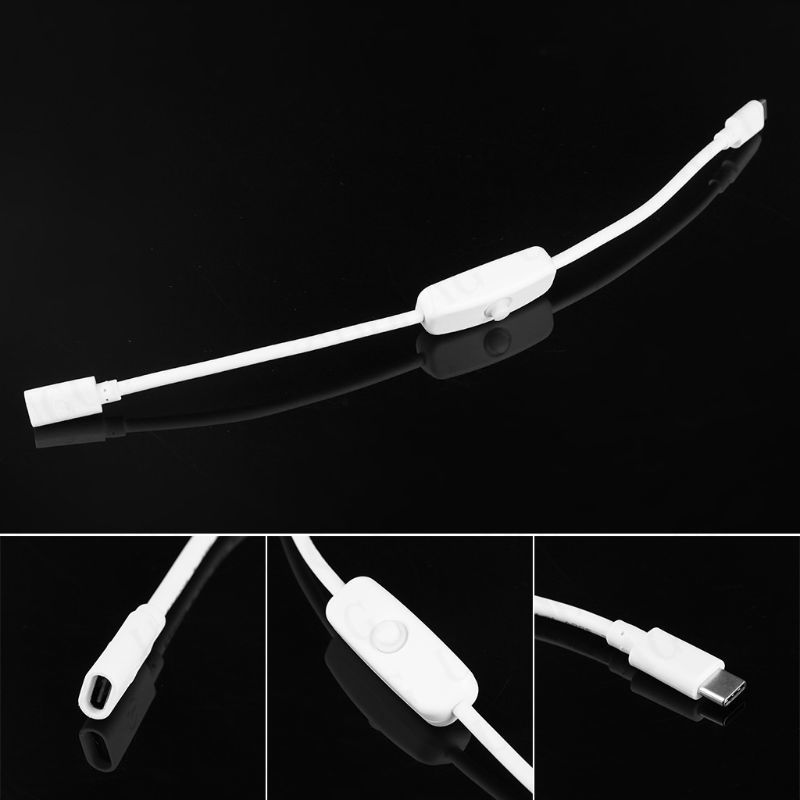 Przełącznik przewodu zapłonowego do przedłużania USB-C typu C od męskiego do żeńskiego dla zasilaczem Raspberry Pi 4 z systemem Android energia elektryczna: WHITE