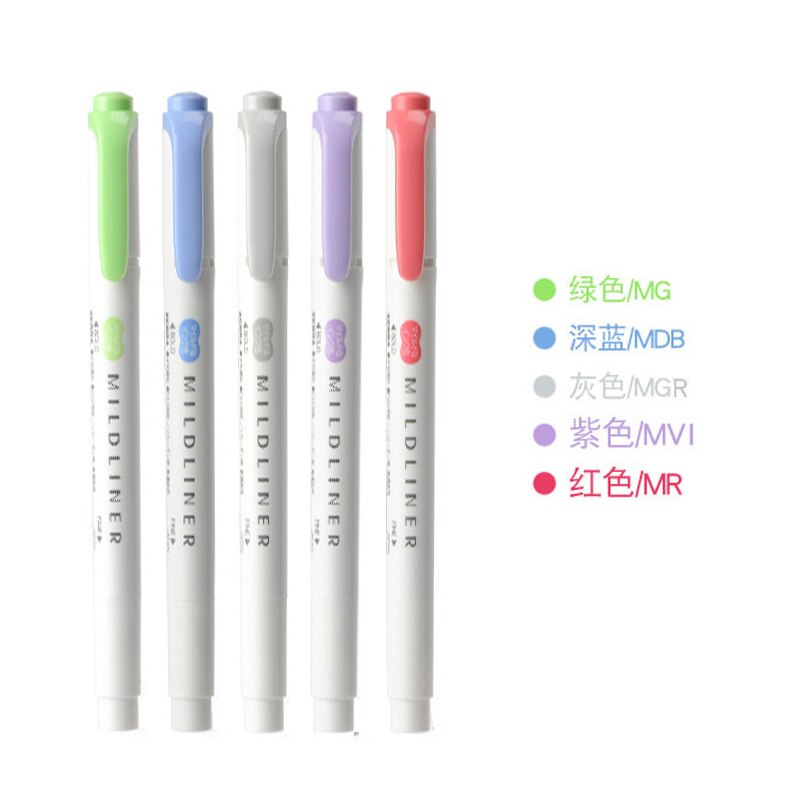 Mildliner-Set de rotuladores de doble punta, artículo de papelería japonesa, marcador para dibujar con colores, bolígrafos para la escuela, suministros para la oficina, 5 unidades por juego: 5pcs A