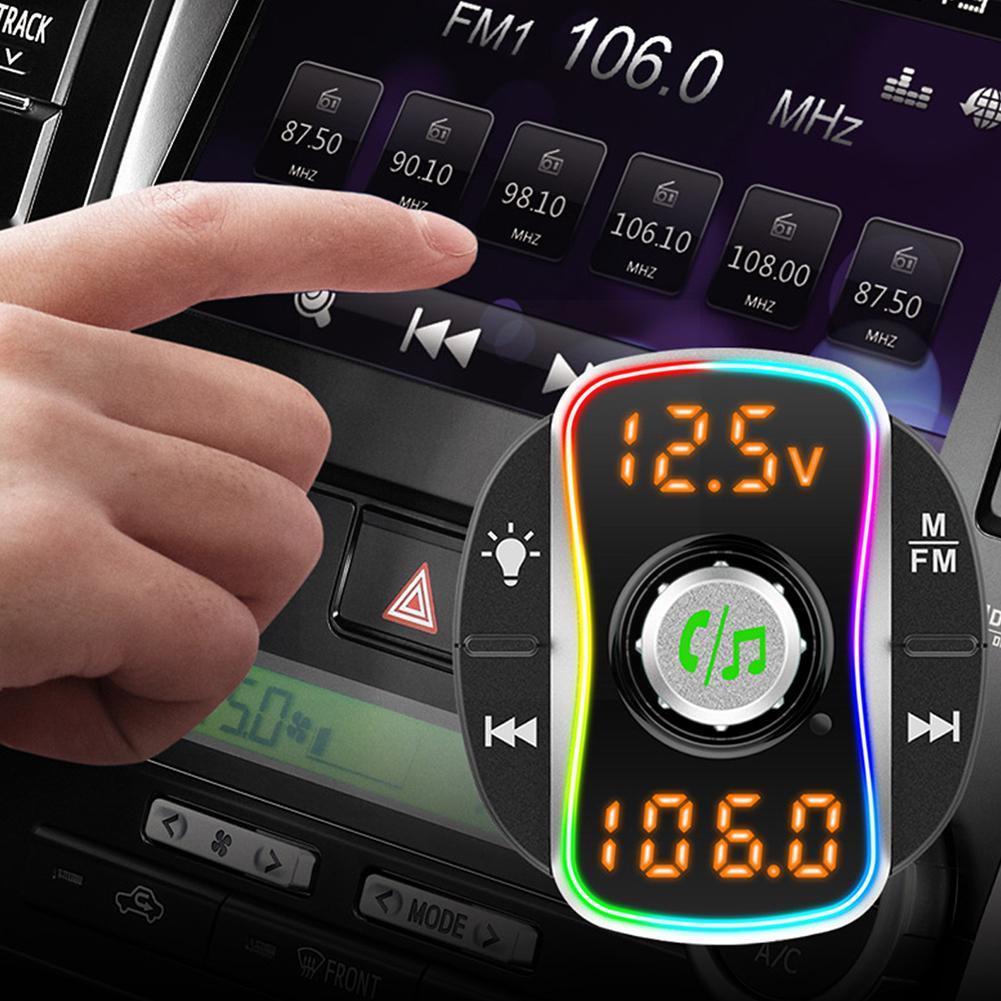 VR Robot Car FM Transmitter Bluetooth 5.0 MP3 Audio QC3.0 LED Backlit Handsfree Flash Charge PD Player B9C5