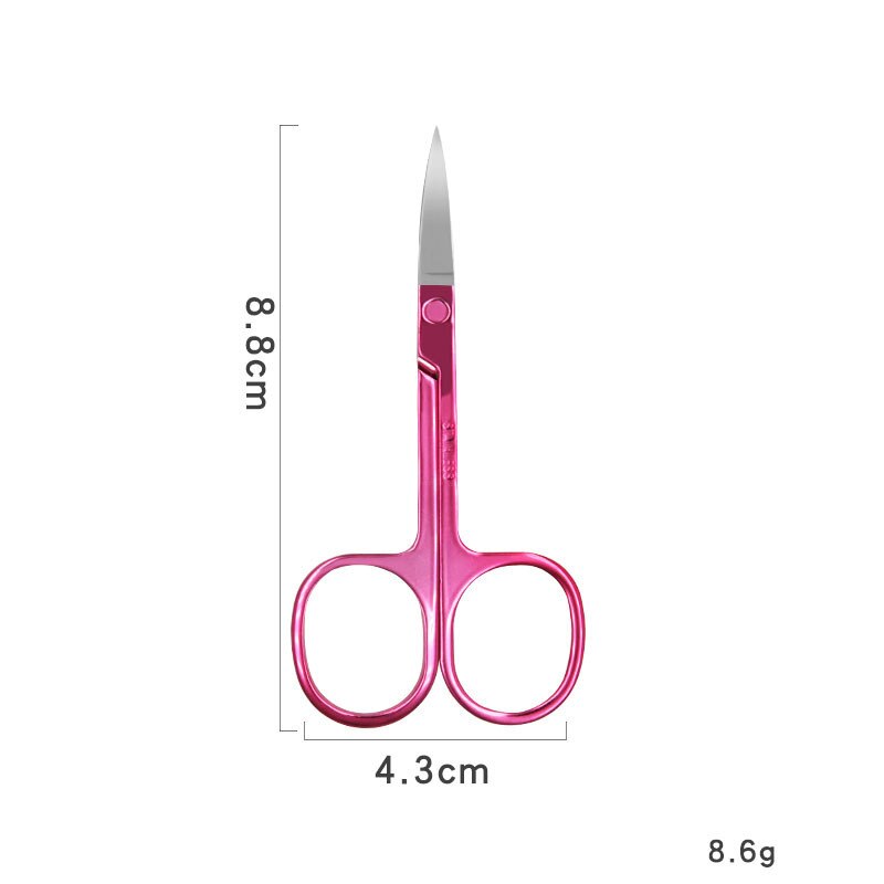 1pcs Eyebrow Scissor Stainless Steel Nose Scissors Dead Skin Remover Scissor Manicure Facial Trimming Tweezer Makeup Beauty Tool: Rose Red