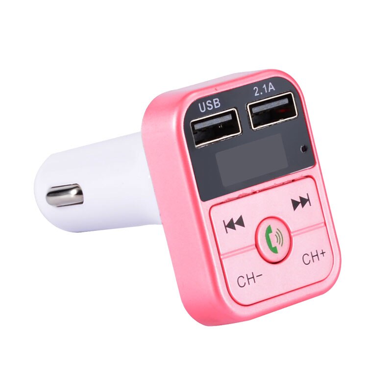 Kit transmetteur FM Bluetooth 5.0 pour voiture, modulateur MP3 sans fil, récepteur Audio mains libres, chargeur rapide double USB, adaptateur de musique: Pink