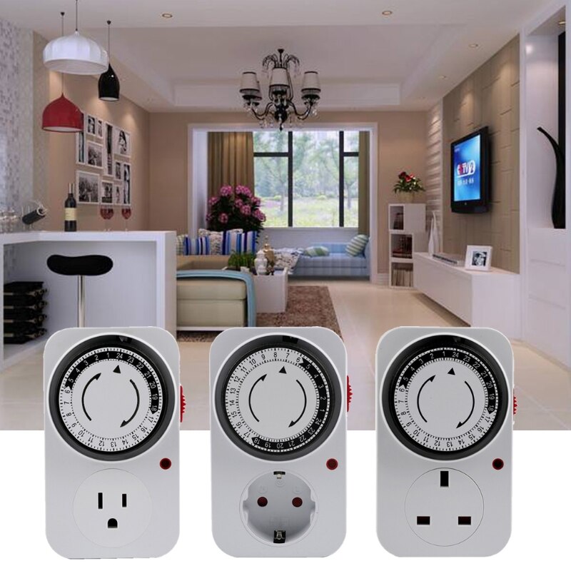 24 Hour Cyclic Timer Switch Kitchen Timer Outlet Loop Universal Timing Socket Mechanical Timer UK EU US Plug
