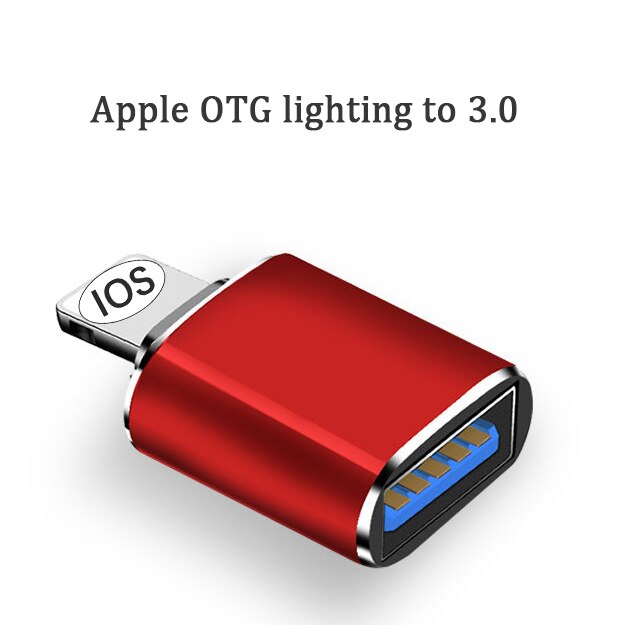 Lightning Male to USB Camera Female Adapter MFi USB 3.0 OTG Portable USB Adapter Data Sync Converter for iPhone iPad Air Pro: Red