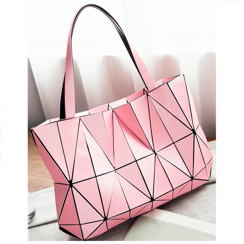 neue Bao Taschen Frauen Handtasche Geometrie Totes Pailletten Spiegel Saser Einfachen Klapp Schulter Taschen Leucht Tasche Bao Hologramm bolsa: Pink