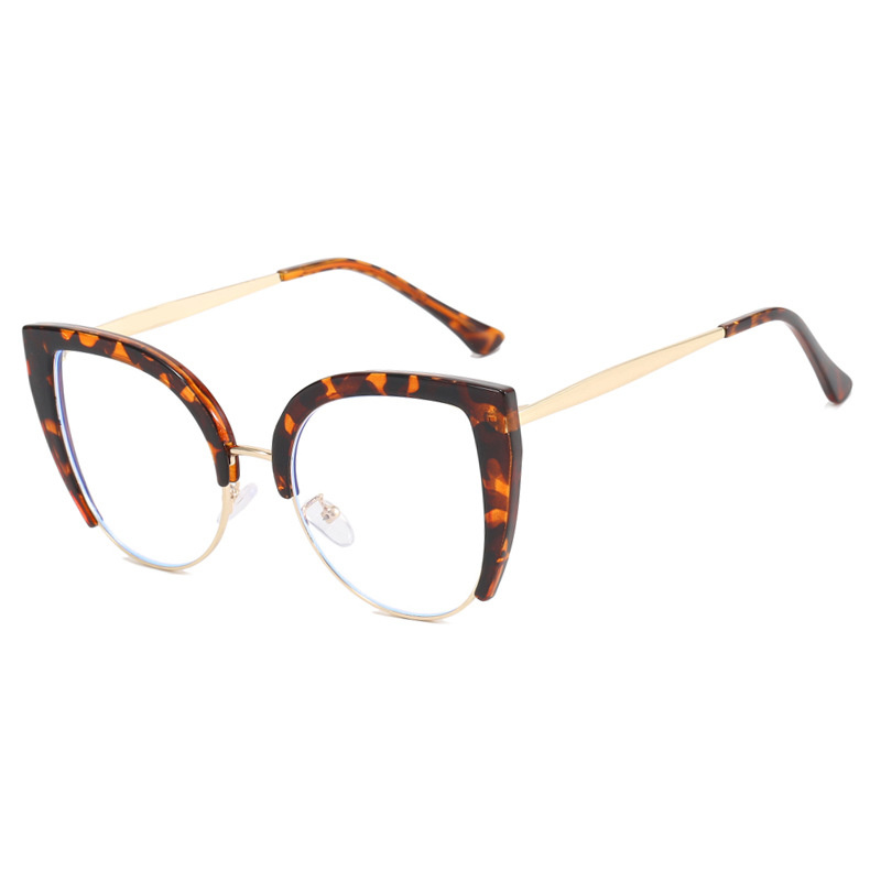 Gafas de medio Marco de ojo de gato de , montura de gran tamaño, antiluz azul, tendencia Retro, 2023, novedad de 2023: Caqui