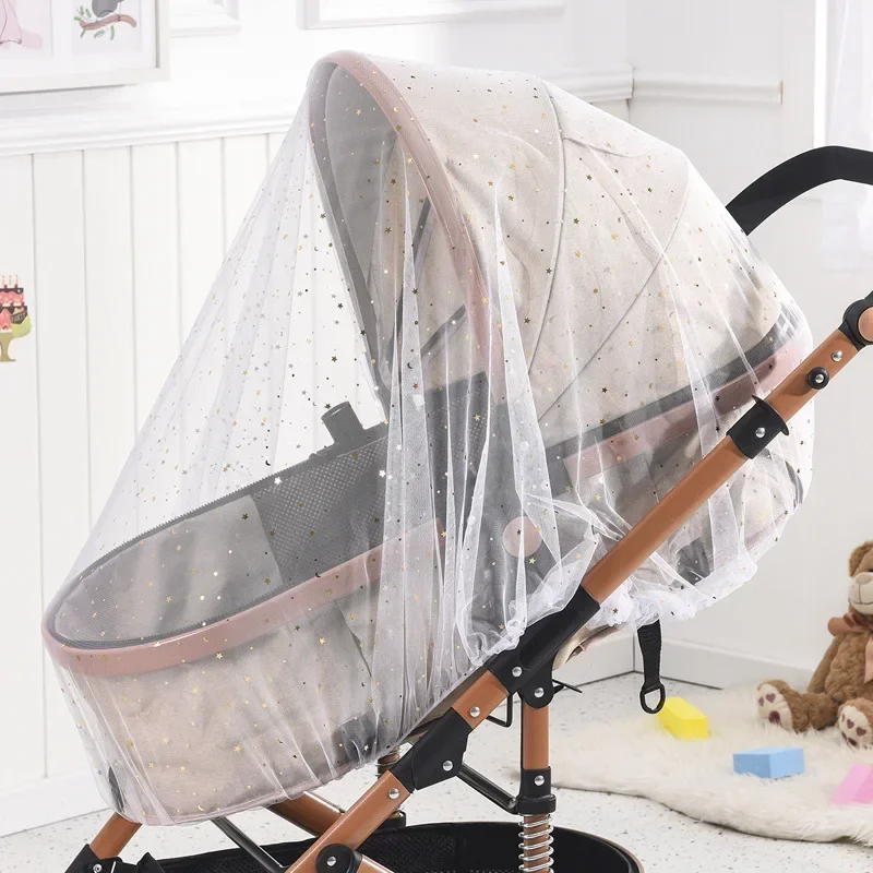 Baby Winkelwagen Zonnescherm Klamboe Universele Kinderwagen Net Buggys Insect Fly Net Bescherming Cover voor Kinderwagen Kinderwagen: Beige