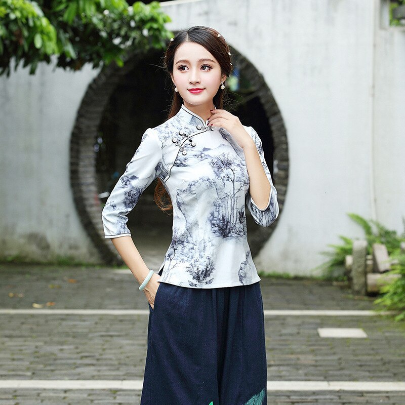 Traditional Chinese Clothing Women Sets Blouse And Pants Sets Elasticity Qipao Suits Tops Chinese Costume 3XL