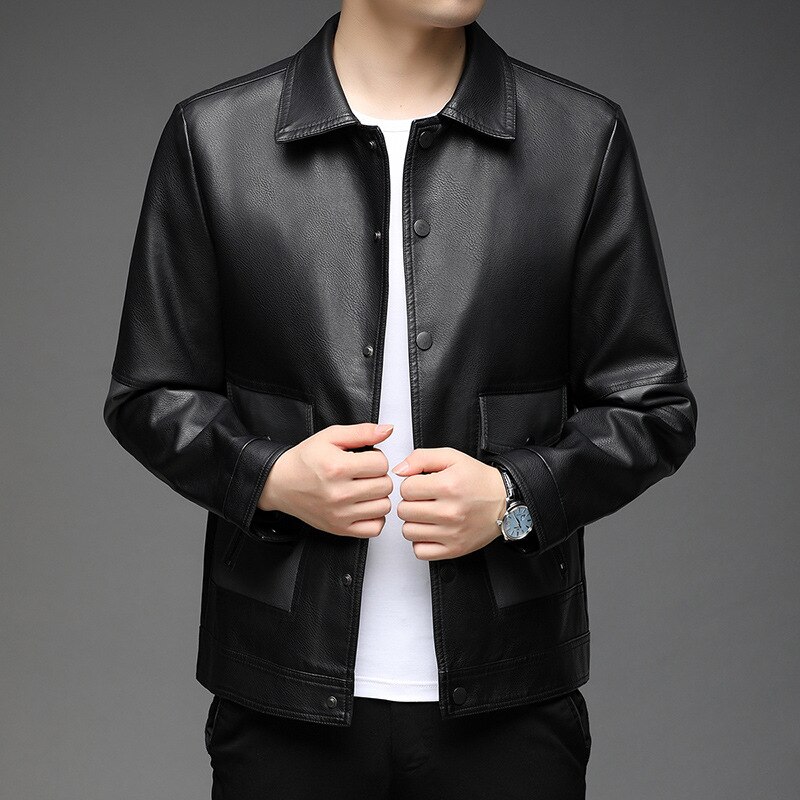 Chaqueta de cuero sintético para hombre, ropa informal de de , de , a la , clásica, 2022