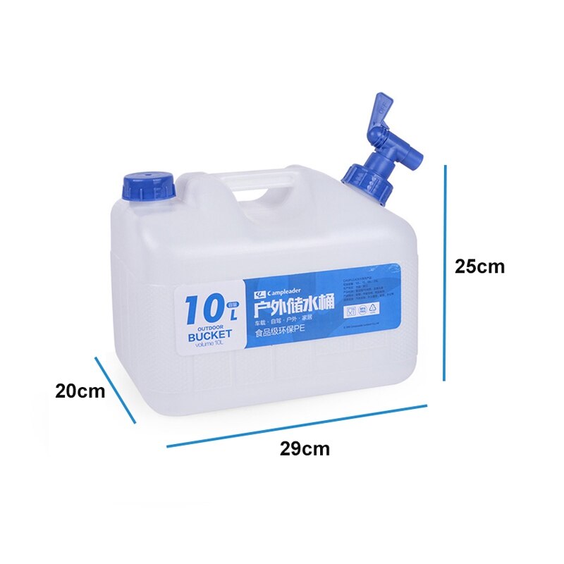 Desert&amp;Fox Outdoor Water Container 4 Sizes Large Capacity Camping Bucket Sturdy Odorless Household Driving Water Bucket with Tap: 10L