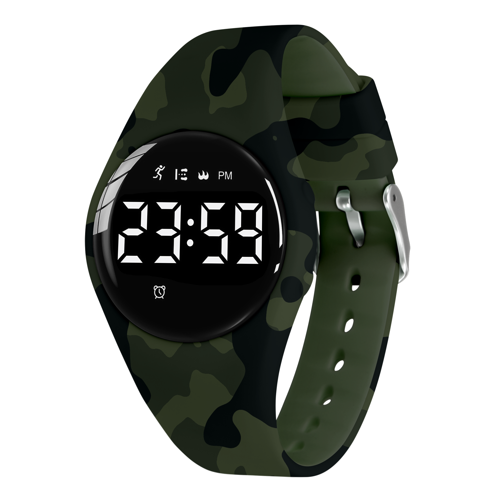 Kids Fitness Watch Digital Activity Tracker Watch for Kids Ages 3-12 Non-Bluetooth Alarm Count Steps Wrist Watch for Kids: army green