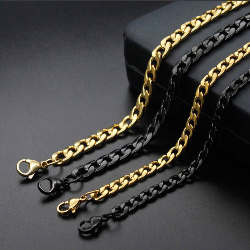 Vrouwen Mannen Ketting Rvs Zwarte Goud Kleur Curb Cubaanse Link Nk Ketting Zilveren Kleur Basic Punk Mannelijke Choker sieraden