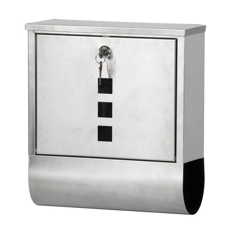 Waterproof Stainless Steel Lockable Mailbox Newspaper Holder Outdoor Mail Post Letter Box