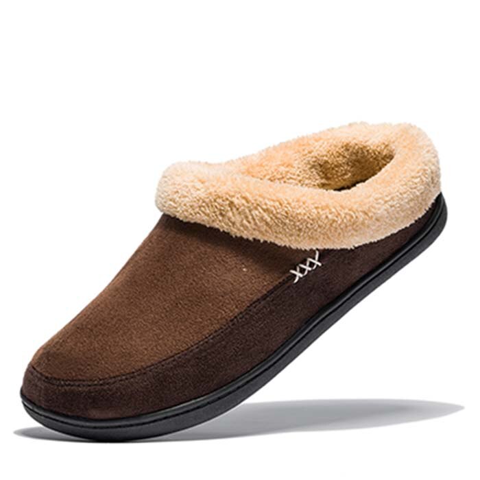 hiver maison épaisse coton pantoufles hommes chaussures de grande taille 48 49 50 antidérapant intérieur en peluche plat chaussures pour hommes: Coffee / 48
