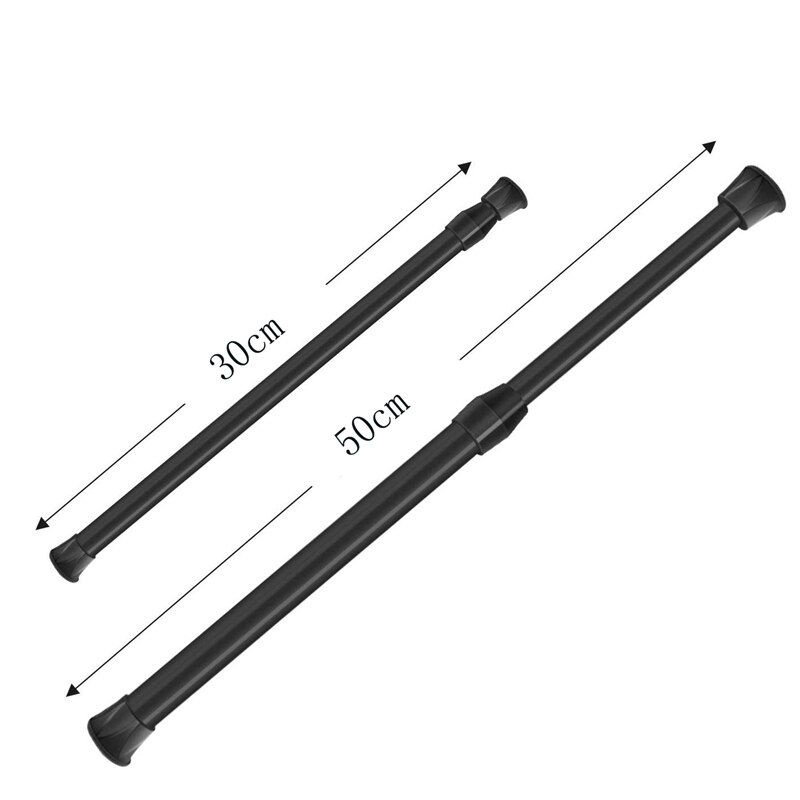 Small Tension Rods for Cabinets Cupboard Bars for RV Closets Refrigerator Spring Rods 11.8 to 19.6 Inches 6 Packs Black