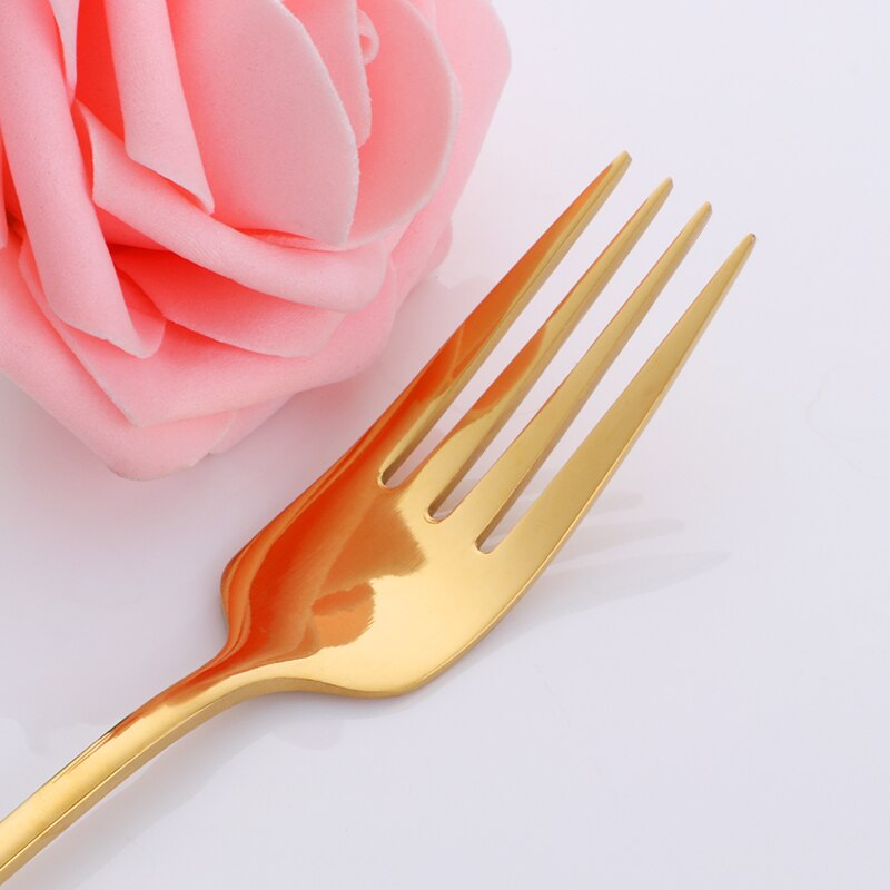 1 Pcs Diner Vork Rvs Korea Kleurrijke Dessert Vork Met Lange Steel Rose Gold Home Keuken Servies