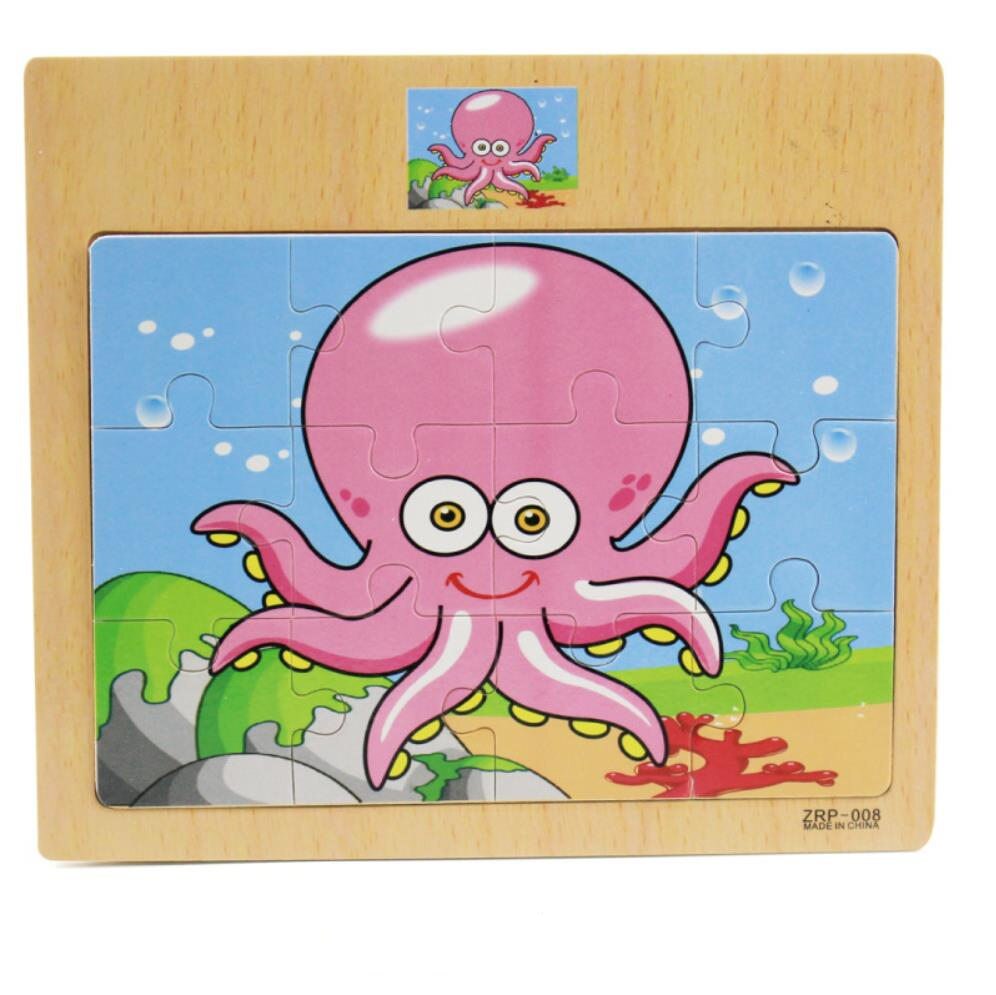 15x17cm Formato Animali di Legno E Auto Puzzl Puzzle Bordo di Giocattoli Per Bambini di Educazione Precoce Interessante Puzzle Di Legno Del Giocattolo: octopus