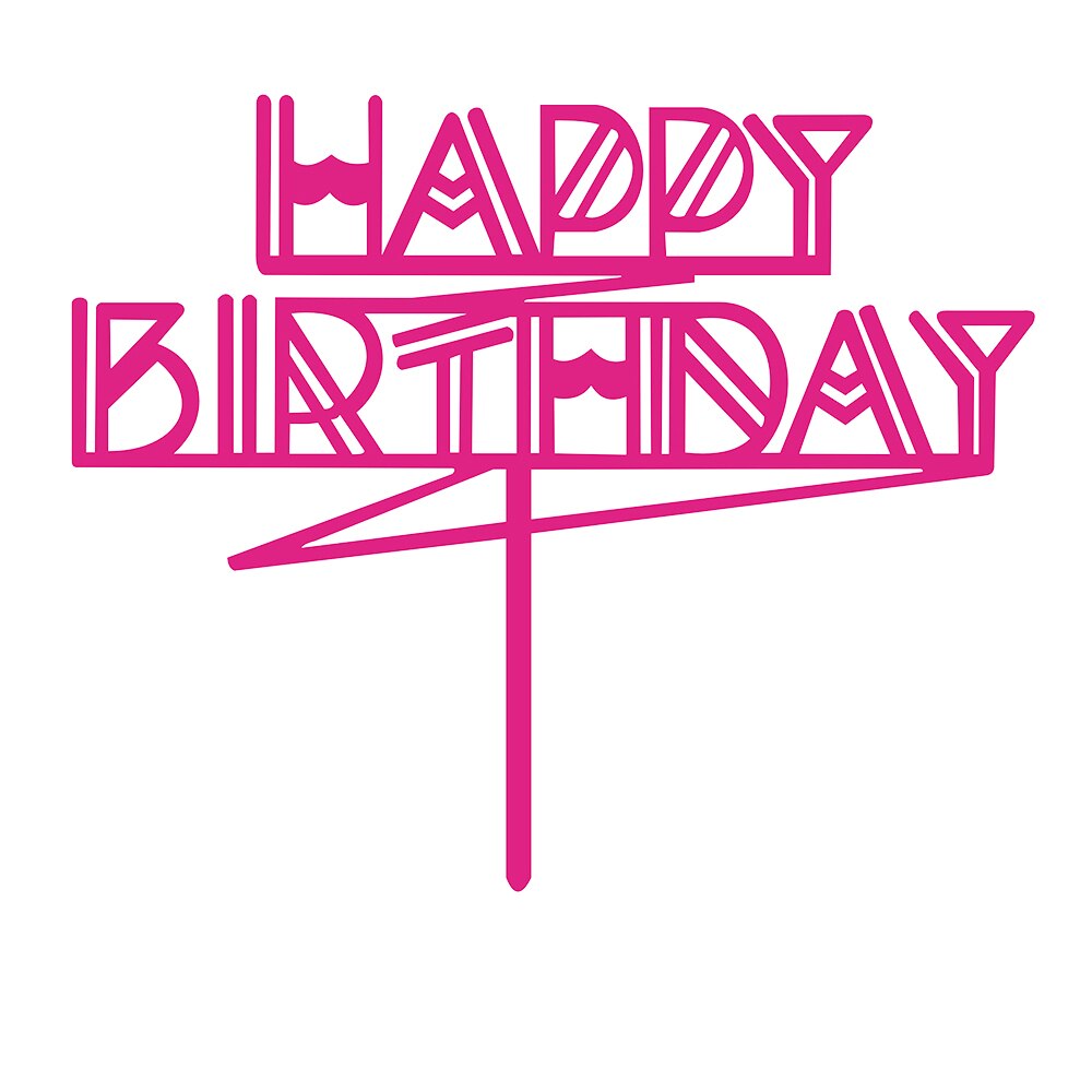 Fargede blomster gratulerer med dagen kake topper gylden akryl bursdagsfest dessert dekorasjon for dusj bakevarer: Rosenrød