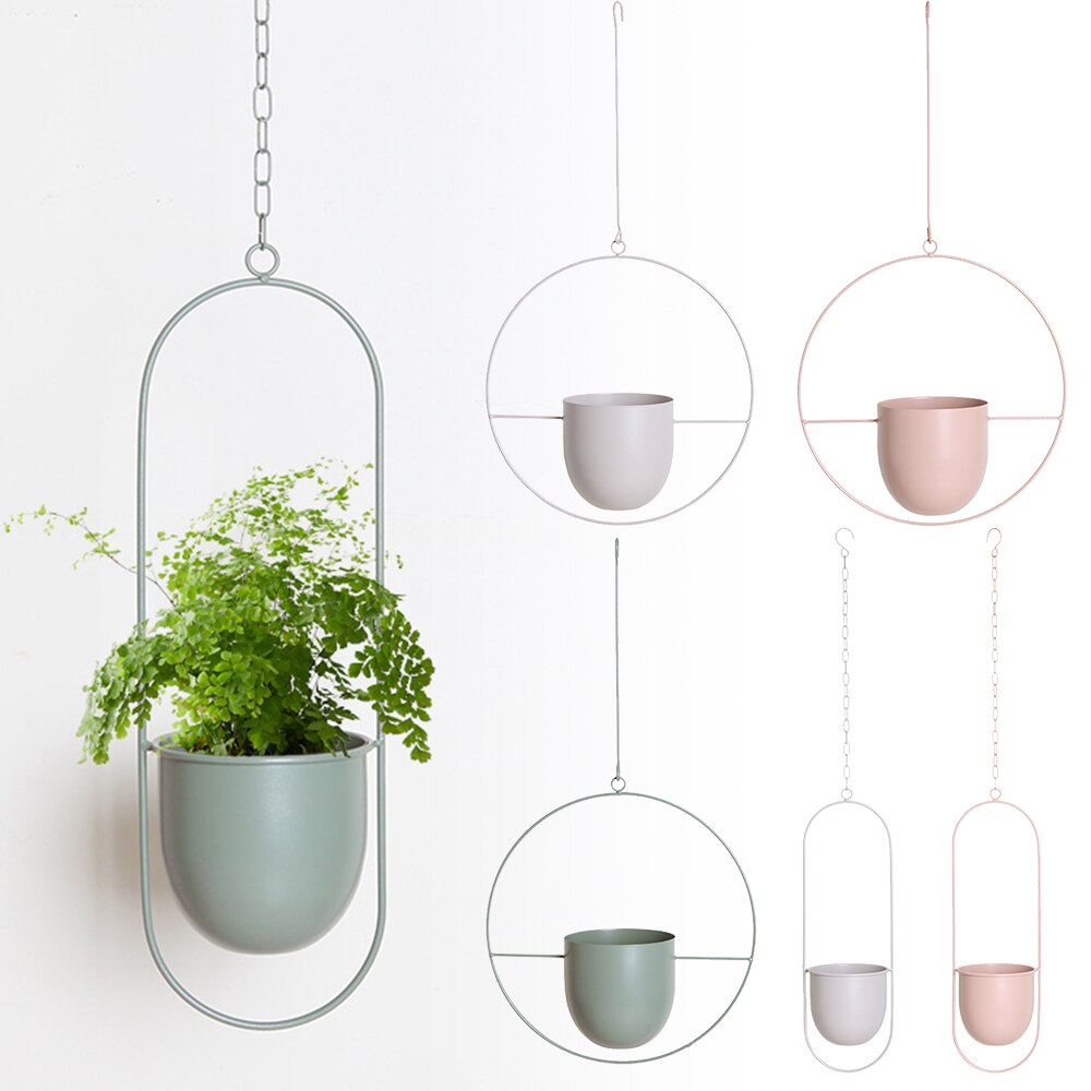 Hjemme metall hengende planter plante henger kjede hengende planter kurv blomsterpotte plante potte oppheng for hjemme balkong dekorasjon