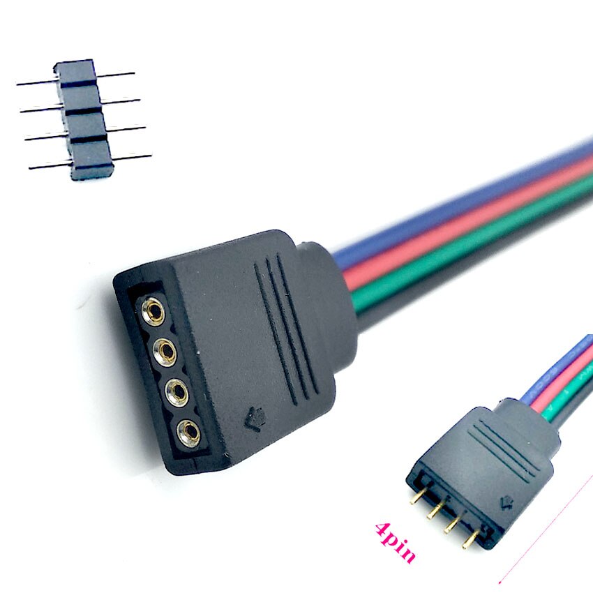 5 pces 4pin 5pin 10mm 12mm led strip conector clipe fêmea conector cabo 15cm fio para 5050 rgb rgbw rgbww led luz de tira